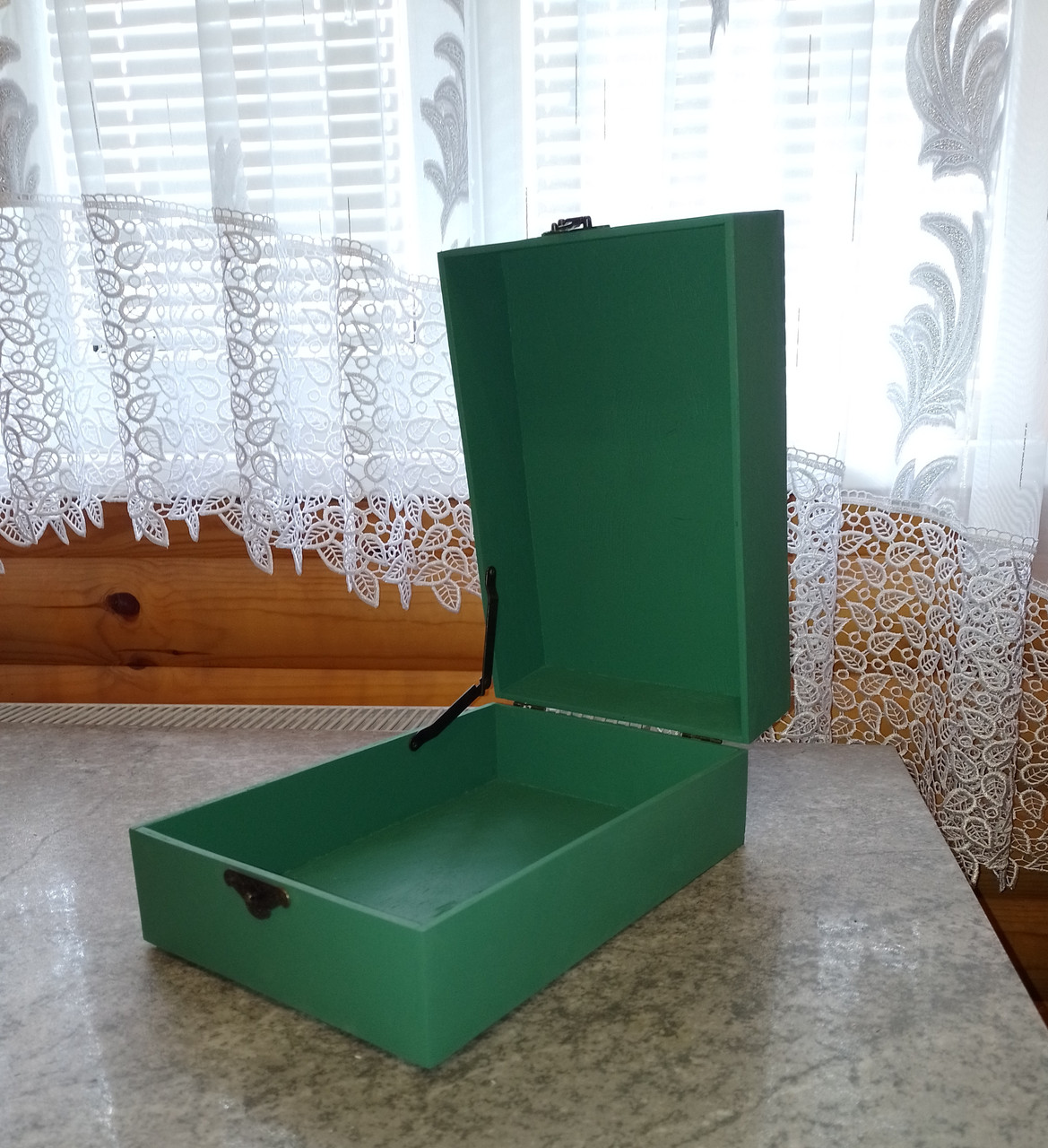 Подарункова коробка з дерева 20*30*18 2 Деревянная подарочная коробка зеленая