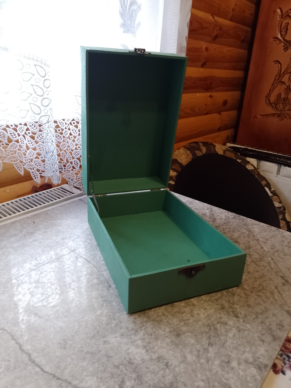 Подарункова коробка з дерева 20*30*18 4 Подарункова дерев'яна коробка зелена