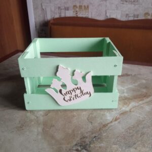 Подарунковий ящик світло-зелений дитячий Happy Birthday